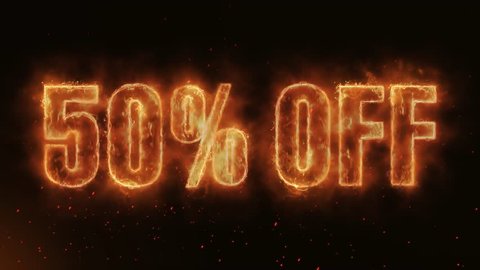 50% OFF Word Hot Burning on Realistic Fire Flames Sparks  And Smoke continuous seamlessly loop Animation