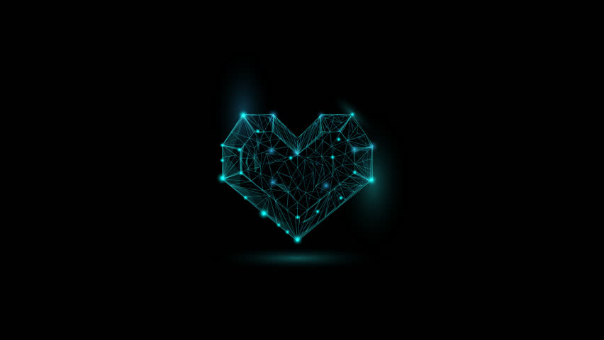 Futuristic abstract polygonal animated heart beating on black background. Low-Polly style. Heart of lines and triangles, point connecting network. - Powered by Shutterstock - Get 15% off with code: PIKWIZARD15
