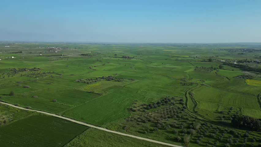 Meadows, hills and plains of Cyprus. Road. A static frame