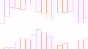 Animated background with moving lines in rhythm. Motion. Simple animation with abstract equalizer in form of colorful stripes. Musical animation with moving waves and stripes on white background
