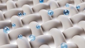 Wave cloth with microscopic detail and cleaning bubbles, 3d rendering. Motion graphic. - Powered by Shutterstock - Get 15% off with code: PIKWIZARD15