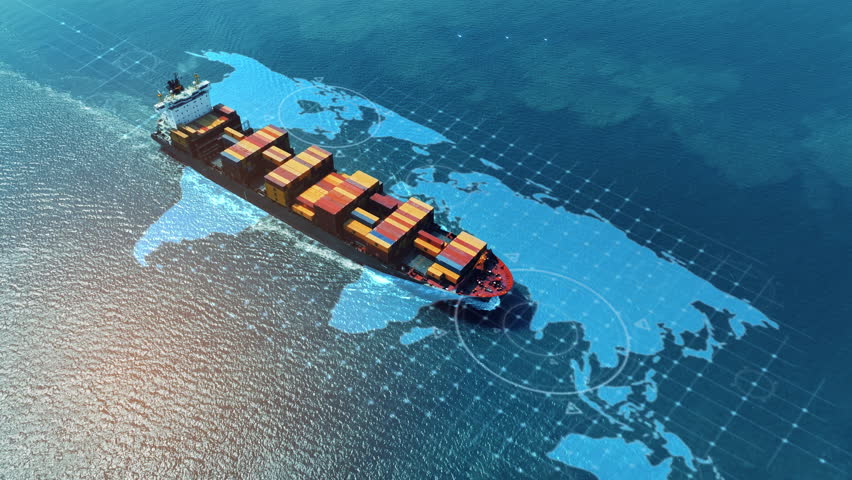 AI technology Cargo Container Ship with circular economy icon. Sustainable strategy approach to eliminate waste and pollution growth of transportation logistics and environment. Environmentally  Royalty-Free Stock Footage #3452867245
