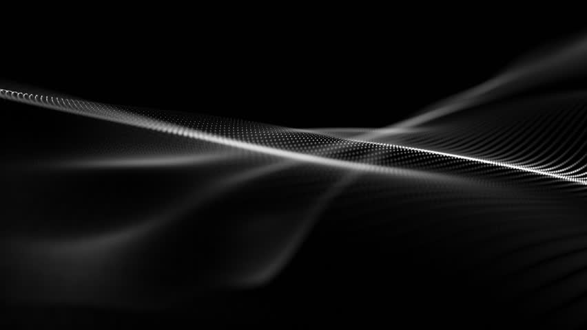 Abstract black satin blurred wave for elegant business corporate presentation overlay on black background. Modern motion Luxury particle light glitter smooth digital technology video.
