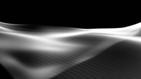 Abstract black satin blurred wave for elegant business corporate presentation overlay on black background. Modern motion Luxury particle light glitter smooth digital technology video.