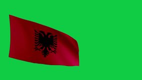 Flag of ALBANIA. Flag of ALBANIA Waving in the wind, Green screen, High quality HD resolution, Slow Motion, Realistic Animation, footage, project, video, mp4