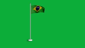 Flag of BRAZIL. Flag of BRAZIL Waving in the wind, Green screen, High quality HD resolution, Slow Motion, Realistic Animation, footage, project, video, mp4