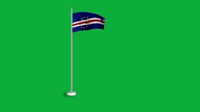 Flag of CAPE VERDE. Flag of CAPE VERDE Waving in the wind, Green screen, High quality HD resolution, Slow Motion, Realistic Animation, footage, project, video, mp4