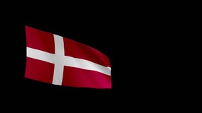 Flag of DENMARK. Flag of DENMARK Waving in the wind, Green screen, High quality HD resolution, Slow Motion, Realistic Animation, footage, project, video, mp4
