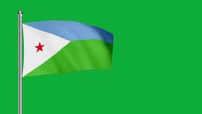 Flag of DJIBOUTI. Flag of DJIBOUTI Waving in the wind, Green screen, High quality HD resolution, Slow Motion, Realistic Animation, footage, project, video, mp4