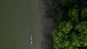 forests, rivers, aerial views, fishermen, fishing boats, 4k video