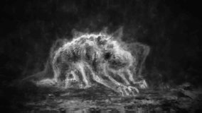 Scary zombie insect wakes up and attacks 2D animation. Evil mutant animated movie. Horror fiction character concept. Abandoned space base. Creepy monster inside dark room. Spooky place video clip. - Powered by Shutterstock - Get 15% off with code: PIKWIZARD15