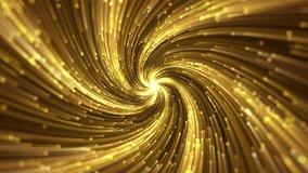 Luxury golden particle light stripe rotating convergence, galaxy space starry sky movement. 4k stage performance ceremony. For your event, awards, concert, music videos, video art, holiday show.