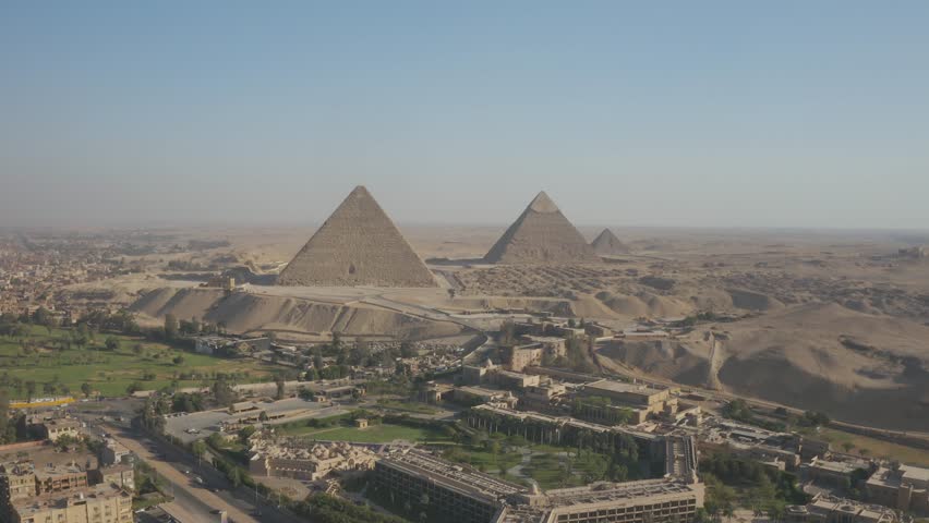 Drone of the great pyramids of giza one of the sevevn wonders of the world in Egypt Royalty-Free Stock Footage #3453167803