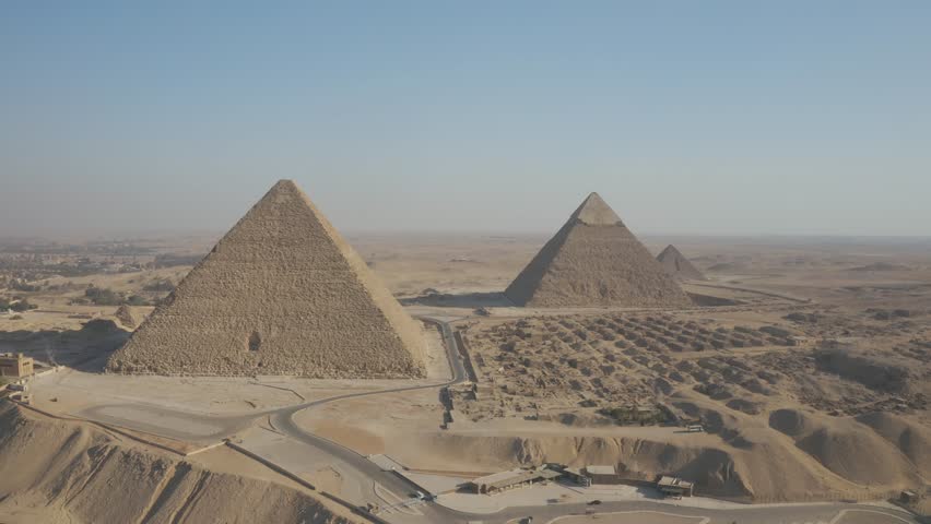 Drone of the great pyramids of giza one of the sevevn wonders of the world in Egypt Royalty-Free Stock Footage #3453233465