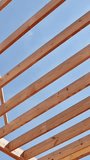Wooden roofing rafters joist trusses at new residential house