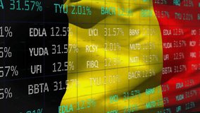 Animation of financial data processing over flag of belgium. Global finance, business, connections, computing and data processing concept digitally generated video. - Powered by Shutterstock - Get 15% off with code: PIKWIZARD15