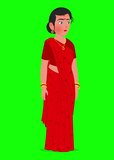 Woman Character Standing Pose Green Screen Video, Cartoon Green Screen 