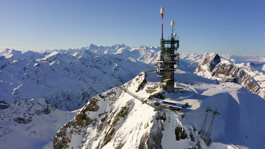 Aerial view of the Cliff Walk, a suspension bridge, on Titlis.