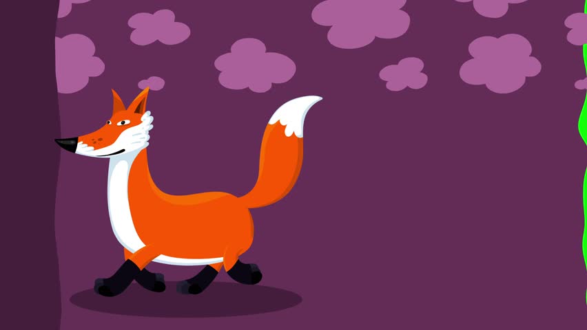 Cartoon character fox red ginger animal walking outro animation. Cute intro frame included  for titles.
