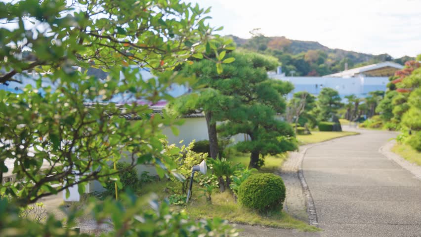 Japanese Garden in Toba Bay, Mikimoto Pearl Island on Warm Day