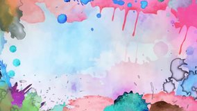 Splashes of watercolor ink on white canvass Video