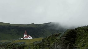 Aerial drone video of Icelandic landscape. Famous tourist attractions and landmarks destinations in Icelandic nature. 