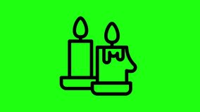 Candle line green screen video, Candles icon, line Candles symbol, Candles icon collection video