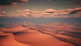 AERIAL view of epic desert landscape with, day to night Timelapse. Clouds moving fast above huge desert dunes. - Powered by Shutterstock - Get 15% off with code: PIKWIZARD15