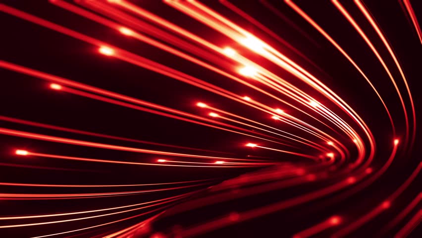 Abstract lines flowing dynamic pattern in red colors on dark background. Fiber optic, futuristic and technology concept. Motion graphic Royalty-Free Stock Footage #3453874669