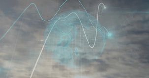 Animation of financial data processing and globe over sky with clouds. Global technology, computing and digital interface concept digitally generated video. - Powered by Shutterstock - Get 15% off with code: PIKWIZARD15