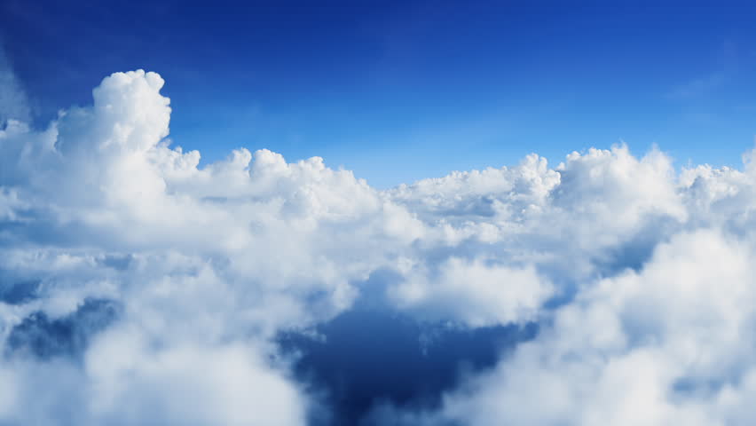 An endless flight through the clouds. Daytime. Realistic 3d animation. Loop. Royalty-Free Stock Footage #3453980429