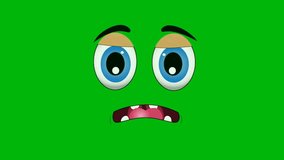 Cartoon face top quality animated green screen 4k , The video element of on a green screen background, Ultra High Definition, 4k video, on a green screen background.