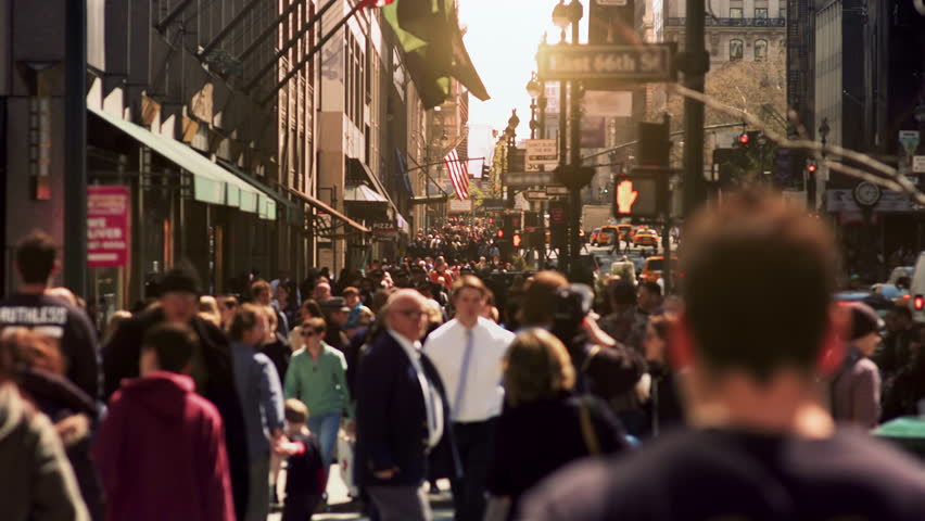
Big Anonymous Crowd Of Tourists Hustling and Walking In Famous Streets of New York City. Manhattan Busy Street New York City. Royalty-Free Stock Footage #3454126957