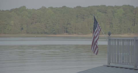 US flag hanging on deck Stock Video