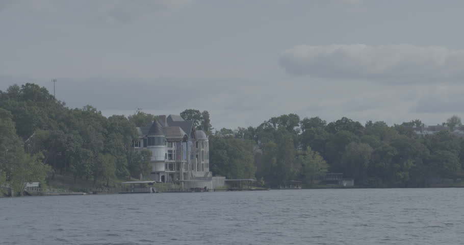 Large home under construction on the lake