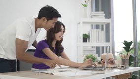 Young couple use laptop for find travel information. Leisure activity and couple. - Powered by Shutterstock - Get 15% off with code: PIKWIZARD15