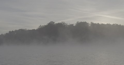 Heavy fog on lake Stock Video