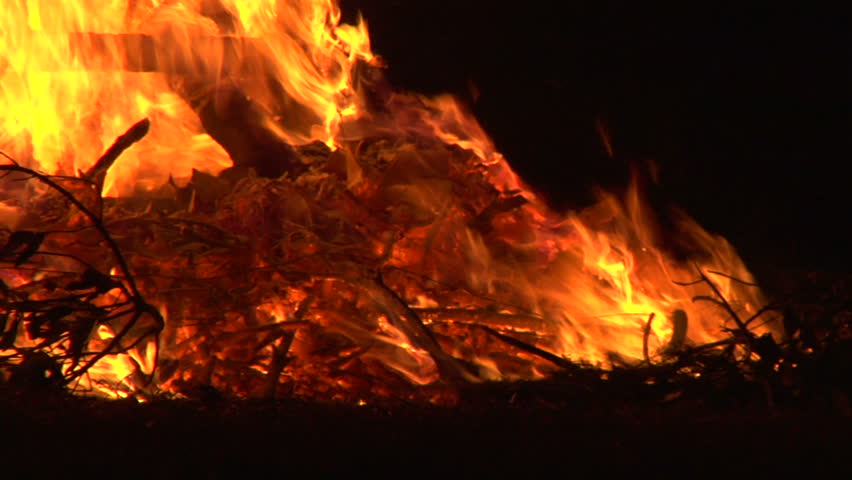 Close-up of burning embers in the dark