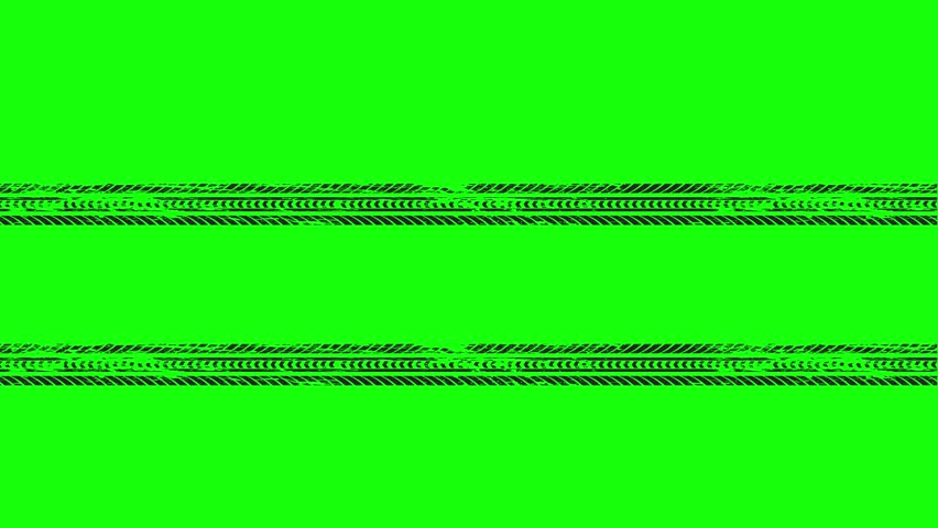 2D Animation of Car Tire Tracks Print on Green Screen. Straight Traces of car with different perspectives. Tire track. Used in any commercial videos, ads,promotions, backgrounds,automobile. 4K quality