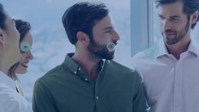 Animation of 6g and 5g text processing over diverse business people in office. Global finance, business, connections, computing and data processing concept digitally generated video. - Powered by Shutterstock - Get 15% off with code: PIKWIZARD15