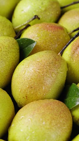 fresh ripe pears on wooden table. Royalty-Free Stock Footage #3454603721