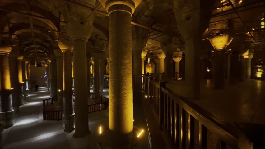 Binbirdirek Sarnıcı  Filoksenos Cistern Underground Romans Water System Royalty-Free Stock Footage #3454639027
