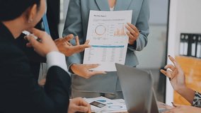 Business team meeting present, investor colleagues consultation and conference new strategy plan business and market growth on financial document graph report, Meeting and Talking. - Powered by Shutterstock - Get 15% off with code: PIKWIZARD15