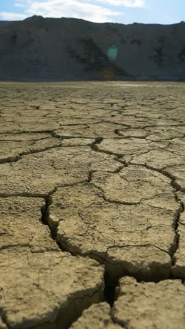 dry land vertical video. drought, climate change, global warming. drought-affected area, crops, agriculture. drought affects the production of livestock and field crops such as wheat, corn, soybean  Royalty-Free Stock Footage #3454794445