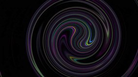 Lines Coil, front view, full frame, 4K CG animation, fast-motion, not loop-able. Spiral circled colorful abstract rapid and dynamic movement lines on a dark background.