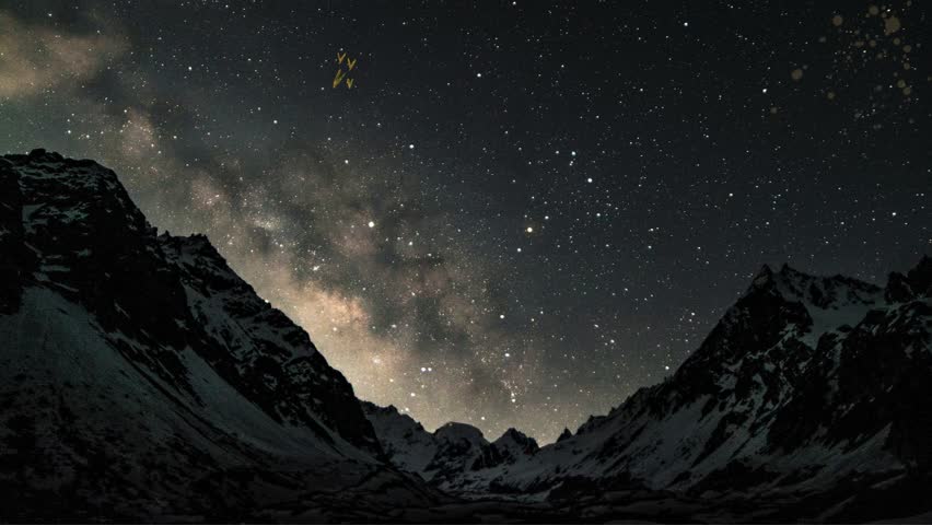 Animation Star mountain night footage  