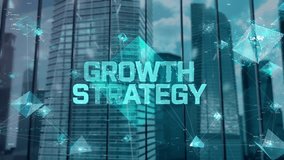 Growth Strategy. Businessman Working in Office among Skyscrapers. Hologram Concept - Powered by Shutterstock - Get 15% off with code: PIKWIZARD15