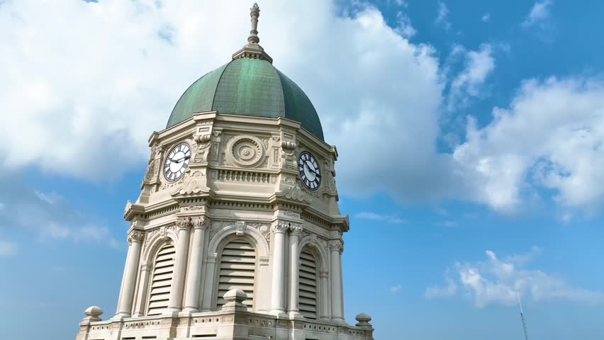 Aerial Rise over Whitley County Courthouse, Indiana