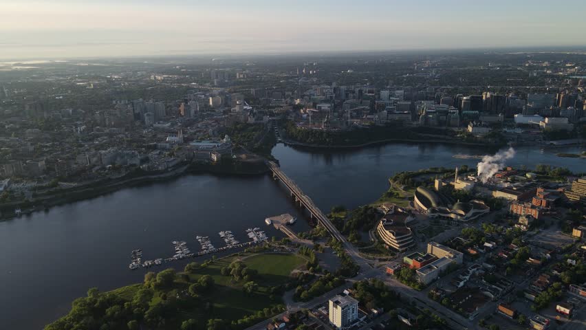 Drone video of the Ottawa River, with downtown Ottawa, Jacques-Cartier park, and Hull in view.

This was shot some time in the early morning, during the summer.