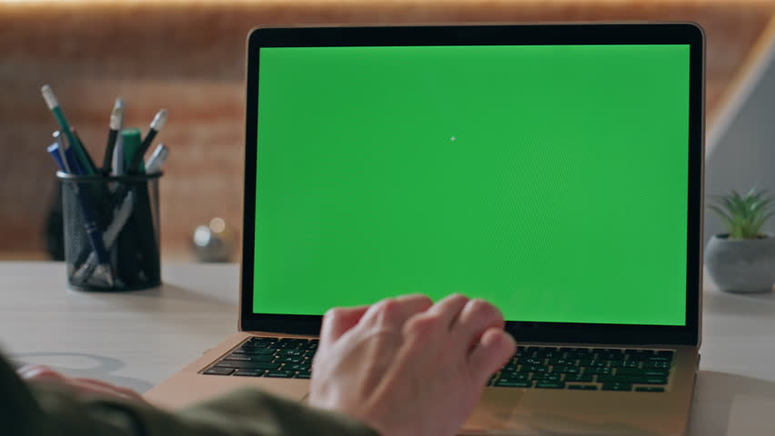Teacher hands typing mockup laptop at workdesk close up. Unrecognizable office worker searching information in internet looking green screen. Unknown manager working on chroma key pc computer at table - Powered by Shutterstock - Get 15% off with code: PIKWIZARD15